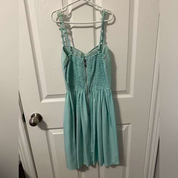 Tiny strap with small detail teal dress - Picture 2 of 2